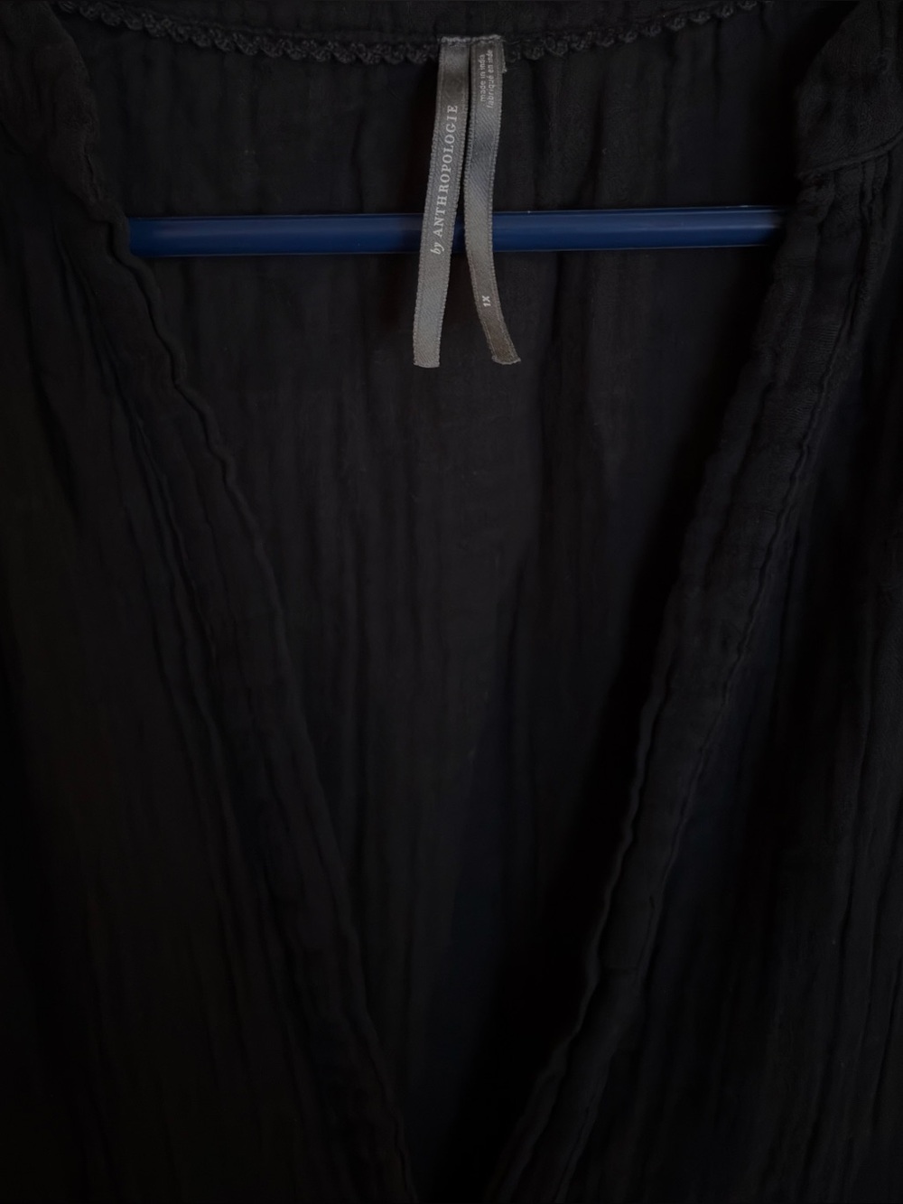 By Anthropologie Black Gauze Tiered V Neck Boho Maxi Midi Dress 1X - Picture 3 of 3